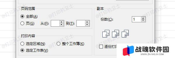 选择“仅打印含数据的页面”